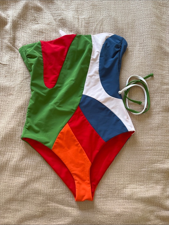 Mara Hoffman Other - Mara Hoffman Colorblock One-Piece Swimsuit in Green, Red, Blue, Orange, White